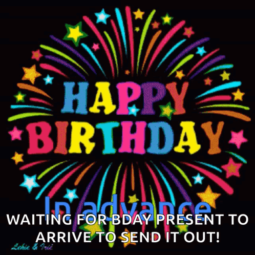 Birthday Card With Fireworks and Happy Birthday in Advance