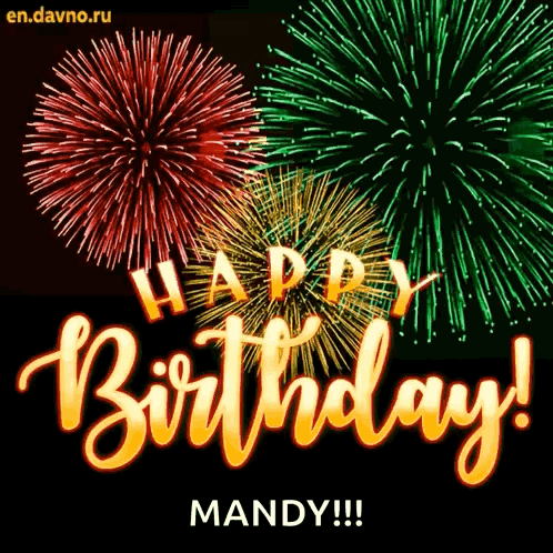 Birthday Card With Fireworks Saying Happy Birthday Mandy