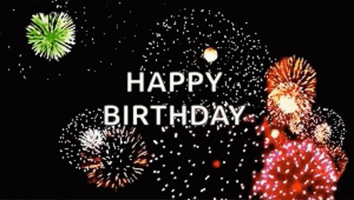 Birthday Card with Fireworks Saying Happy Birthday