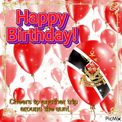 Birthday Card With Flag and Balloons Saying Happy Birthday
