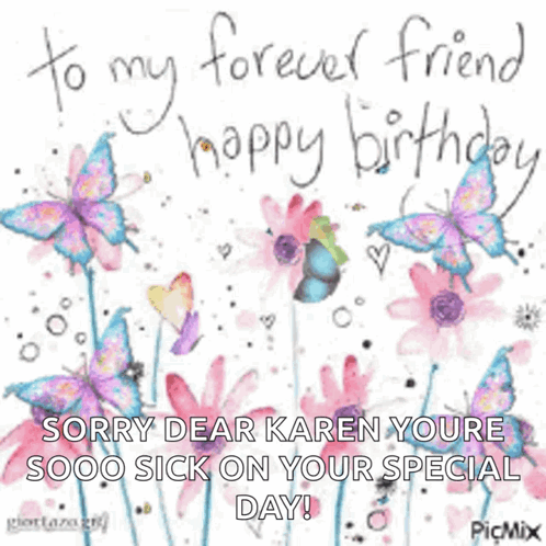 Birthday Card With Flowers and Butterflies
