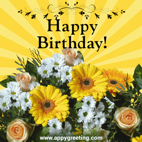 Birthday Card With Flowers And Www.appygreeting.com GIF