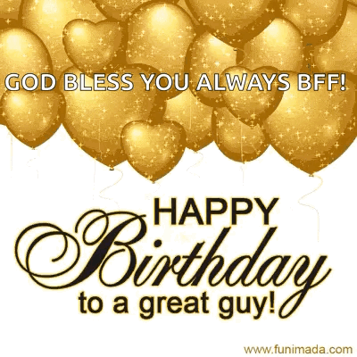 Birthday Card With Gold Balloons