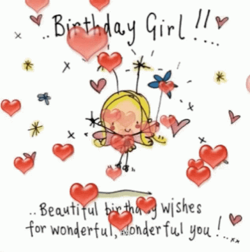 Birthday Card With Hearts and Flowers