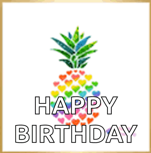 Birthday Card With Pineapple Made of Hearts