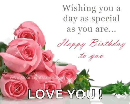 Birthday Card With Pink Roses
