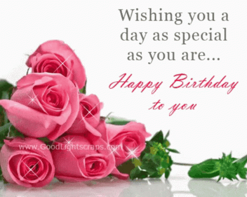 Birthday Card With Pink Roses and Happy Birthday