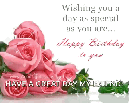 Birthday Card With Pink Roses GIF