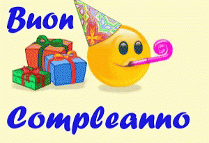 Birthday Card With Smiley Face Party Hat And Gifts Buon Compleanno GIF