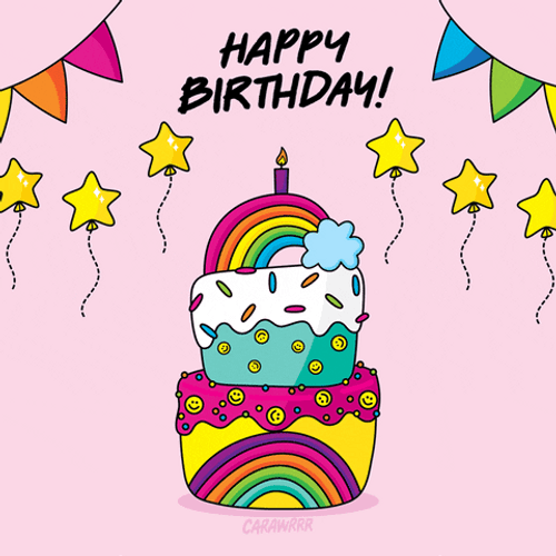 Birthday Celebration Rainbow Cake Animation GIF