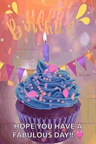 Birthday Cupcake With Blue Frosting