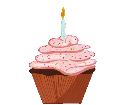 Birthday Cupcake with Pink Frosting and Candle