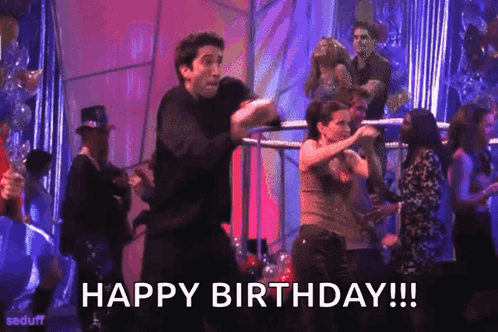 Birthday Dance Ross And Monica Geller Friends GIF