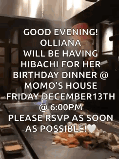 Birthday Dinner at Momo's House December 13th
