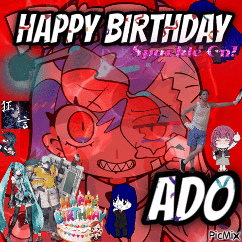 Birthday Greeting Card For Ado With Anime Characters