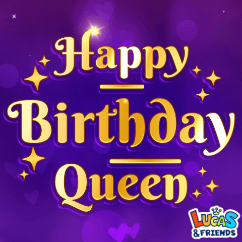 Birthday Queen Golden Text GIF