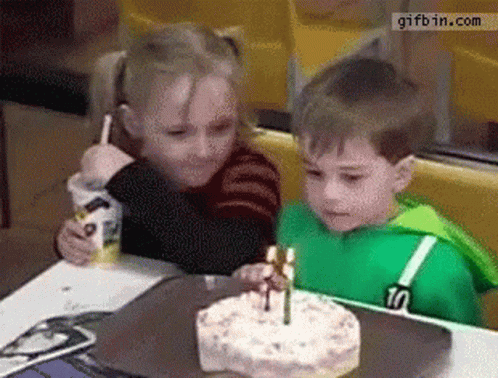 Birthday Twins Fraternal Cake Candles Blowing GIF