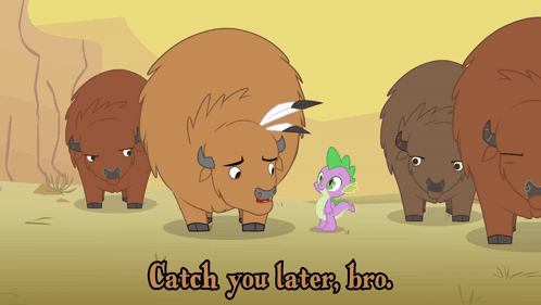 Bison and Pony Saying Catch You Later