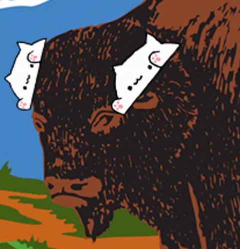 Bison Standing Next to Tree in Field