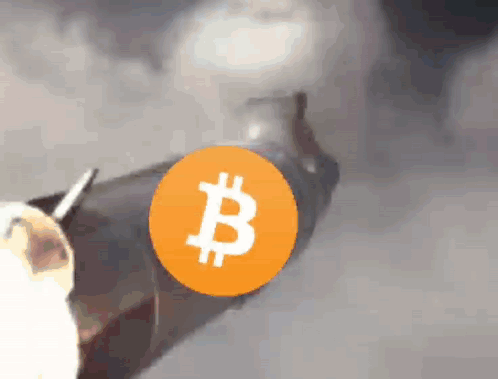 Bitcoin Astronaut With Javier Milei Head On Rocket GIF