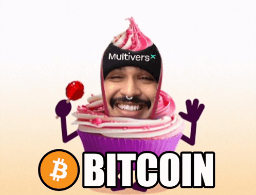 Bitcoin Jumping Cupcake With Blazzord Head GIF