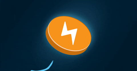 Bitcoin Logo Yellow Lightning Blue Striking GIF