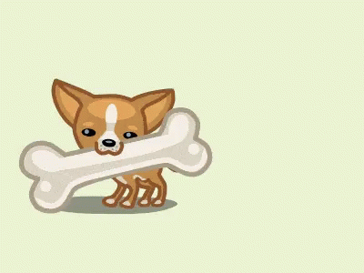 Biting Bone Cute Animated Dog GIF