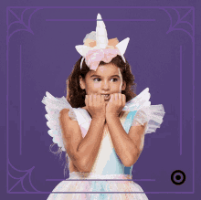Biting Nails Cute Girl Unicorn Dress GIF