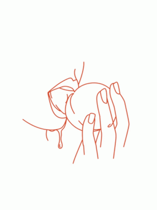 Biting On Peach Moving Sketch GIF