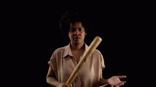 Black Afro Girl Baseball Bat GIF