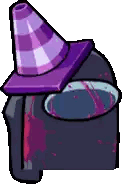 Black Among Us Character with Purple Cone