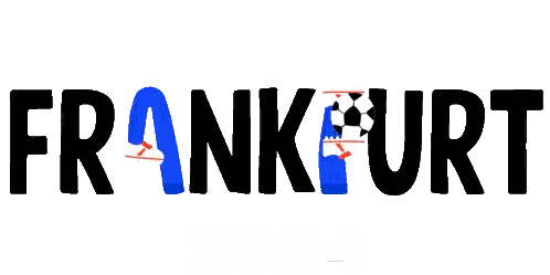 Black and Blue Frankfurt Logo With Soccer Ball