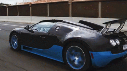 Black and Blue Sports Car With License NCJ-587