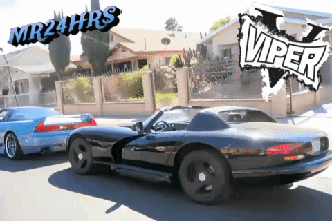 Black and Blue Sports Cars with Viper Sign