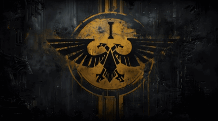 Black and Gold Emblem With Bird on Dark Background