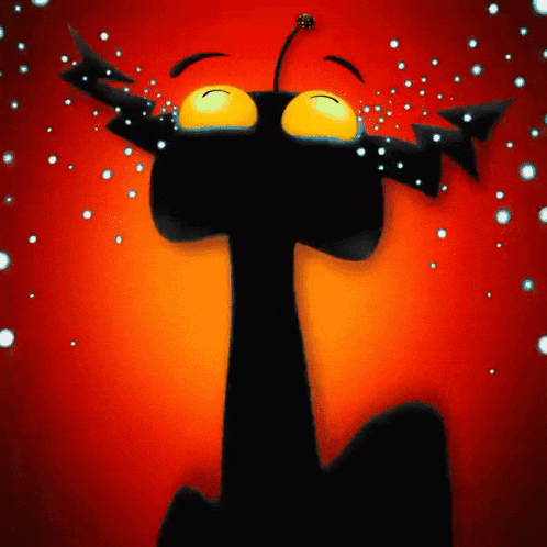 Black and Orange Monster with Yellow Eyes