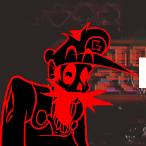 Black and Red Cartoon Character with B