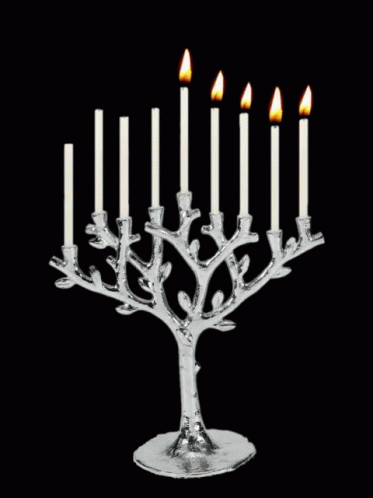 Black And Silver Candle Lighting Hanukkah GIF