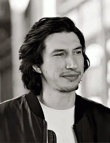 Black And White Adam Driver Leather Jacket White Shirt GIF