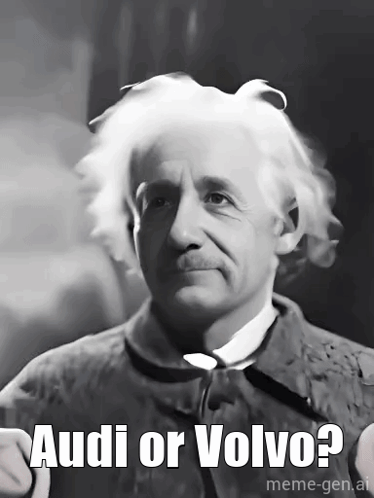 Black And White Albert Einstein Audi Or Volvo GIF