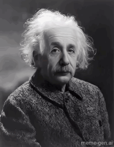 Black and White Albert Einstein meme-gen.ai