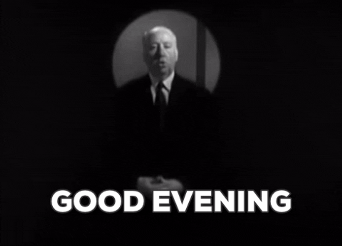 Black And White Alfred Hitchcock Good Evening GIF
