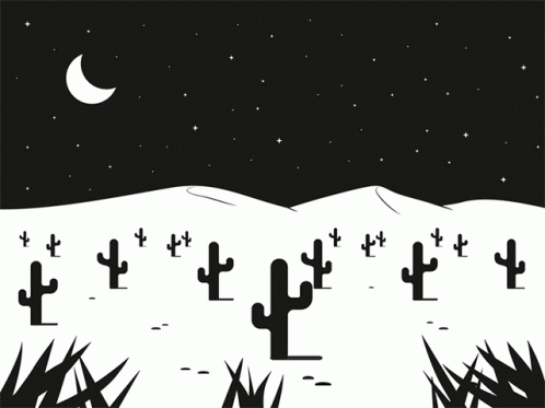 Black And White Art Ufo Abducting Cactus GIF
