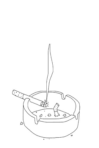 Black and White Ashtray With Cigarette