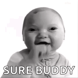 Black and White Baby With Tongue Out Saying Sure Buddy