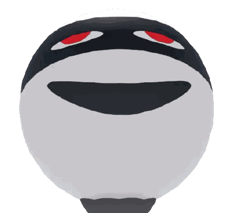 Black and White Ball with Red Eyes and Smile