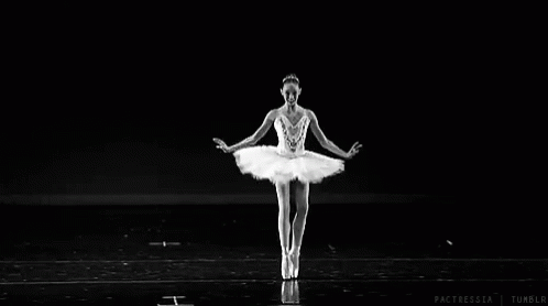 Black and White Ballerina in Tutu and Pointe Shoes