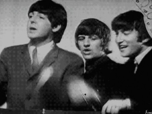 Black And White Beatles Singing GIF