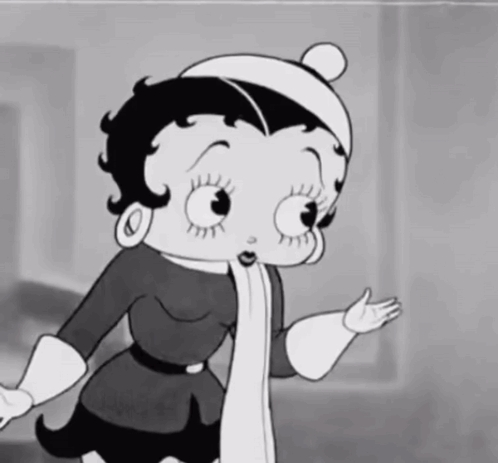 Black And White Betty Boop In Scarf And Hat GIF