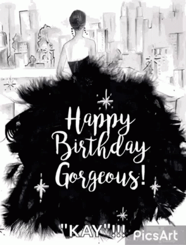 Black and White Birthday Card Saying Happy Birthday Gorgeous